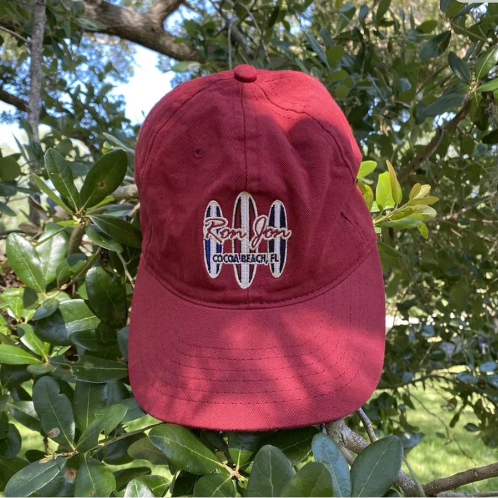 Ron Jon Surf Shop Cocoa Beach FL Adjustable Strap Baseball Hat Red